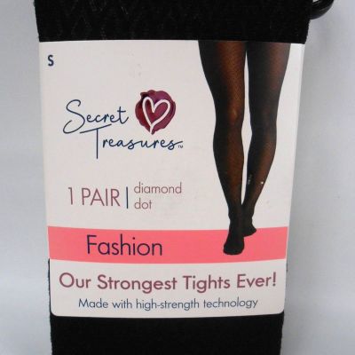 Secret Treasures Women's Black Diamond Dot Black Tights 1 Pair Size Small New